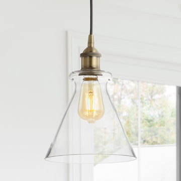 Goldwater 7.5" Adjustable Drop Metal/Glass LED Pendant - JONATHAN Y